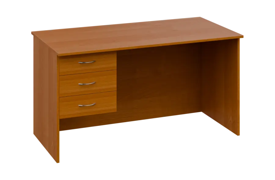 CPL 18 - 14Z13 stůl kancelářský, 3-zásuvkový, levý, dřevěná podnož, deska 18 mm, široký 1400 mm, olše jantar